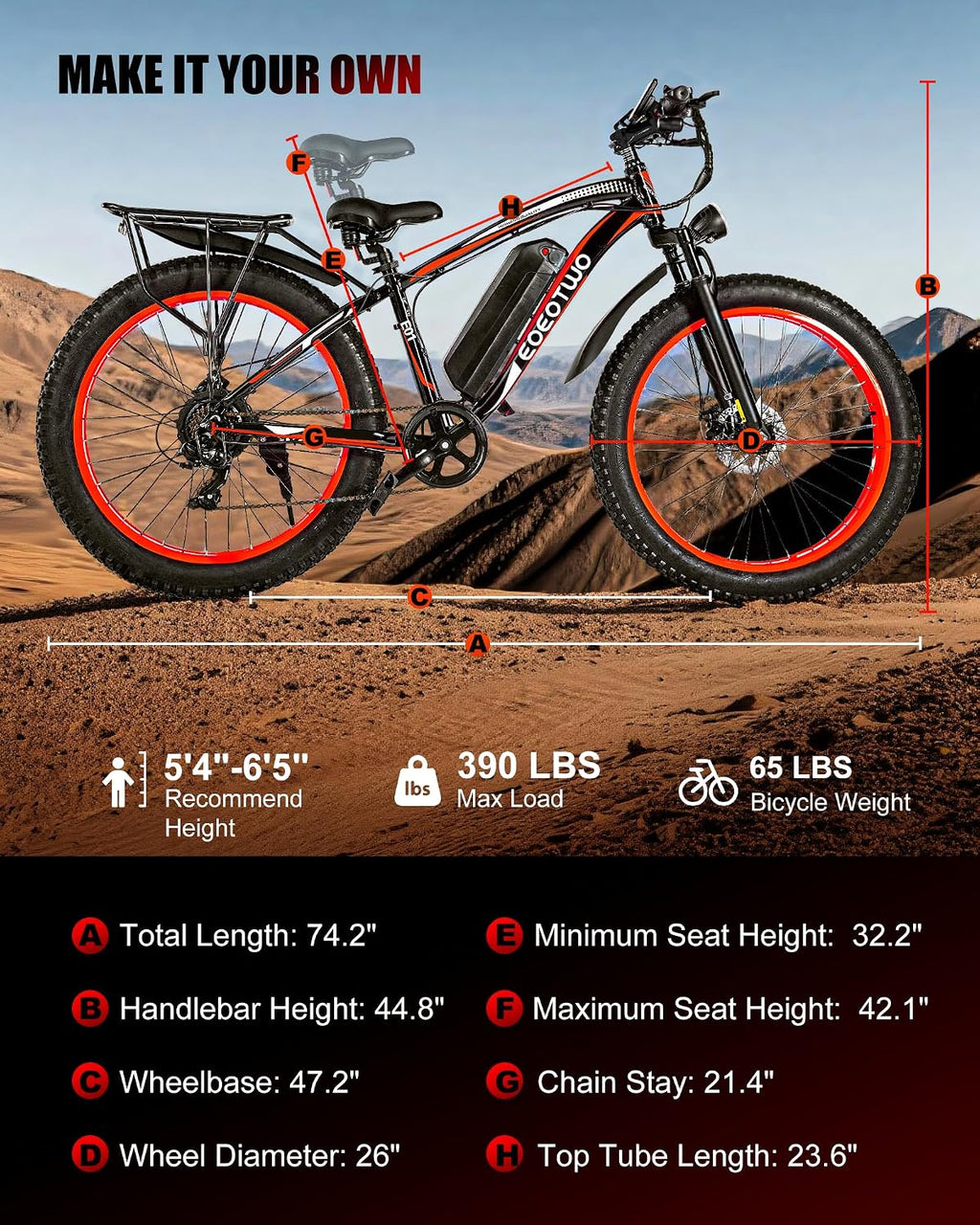 Electric Bike for Adults, 1500W Peak E Bikes, 28+MPH, 26" Fat Tire Ebikes | 48V 15Ah|20Ah Electric Mountain Bike, 60|70+ Miles Electric Bicycle,7 Speed
