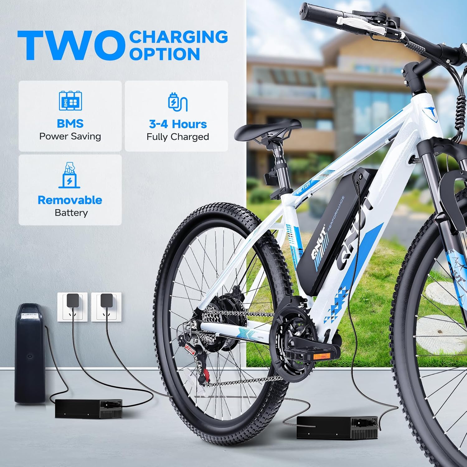 Totem Electric Bike for Adults, 750W Peak 26" Ebike for Men Women Teens with 375WH Babttery 21 Speed 20Mph, Up to 40Miles Front Suspension, Commuting E-Bike Mountain Bicycle