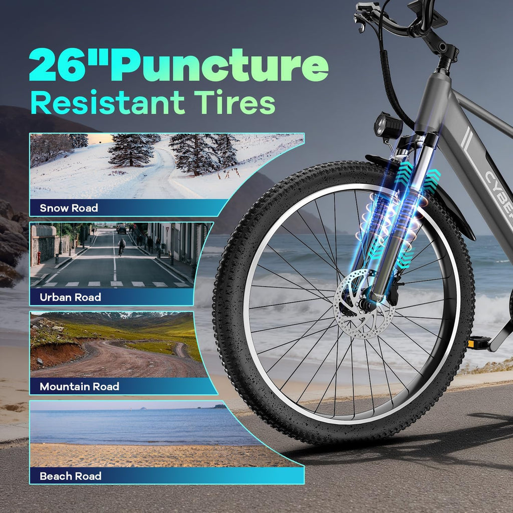 26" Electric Bike for Adults 1000W,Commuter Electric Bike with 48V Removable Battery 60 Miles,20MPH E-Bike for Adults,Adult Electric Bicycle with 7-Speed,Dual Disc Brakes