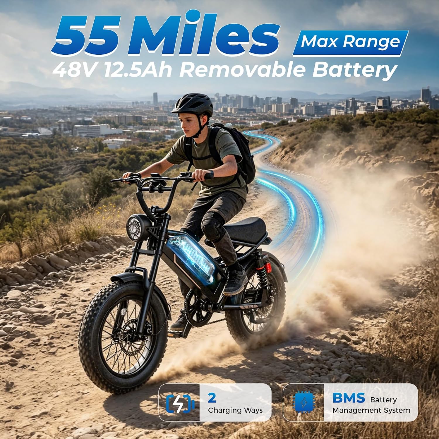 Jasion Electric Bike for Adults & Teens, 2000W/3000W Peak E Bike, Up to 55-90 Miles Range Electric Bicycle, 48V/52V Battery, 16"/20"x4.0" Fat Tire E-Bike, Full Suspension Ebike for Beach,Mountain,Road