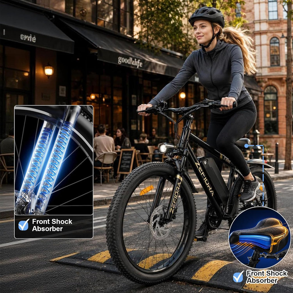 Electric Bike for Adults, Commuter & Off-Road Mountain Ebike | Commuter Ebike with Phone Holder & Lock,7-Speed 26" Tire 1500W Peak Motor 20MPH Up to 45-Mile Range, 480Wh Removable Battery