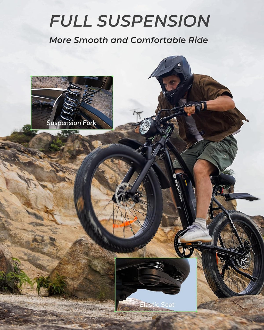 Isinwheel M10Plus Electric Mountain Bike for Adults, 26"*4.0 Fat Tire Ebike with 48V 13Ah Removable Battery, 1000W Peak Motor Electric Bicycle, 120KM Pas Range & 45KM/H Speed, 7 Speed for Snow
