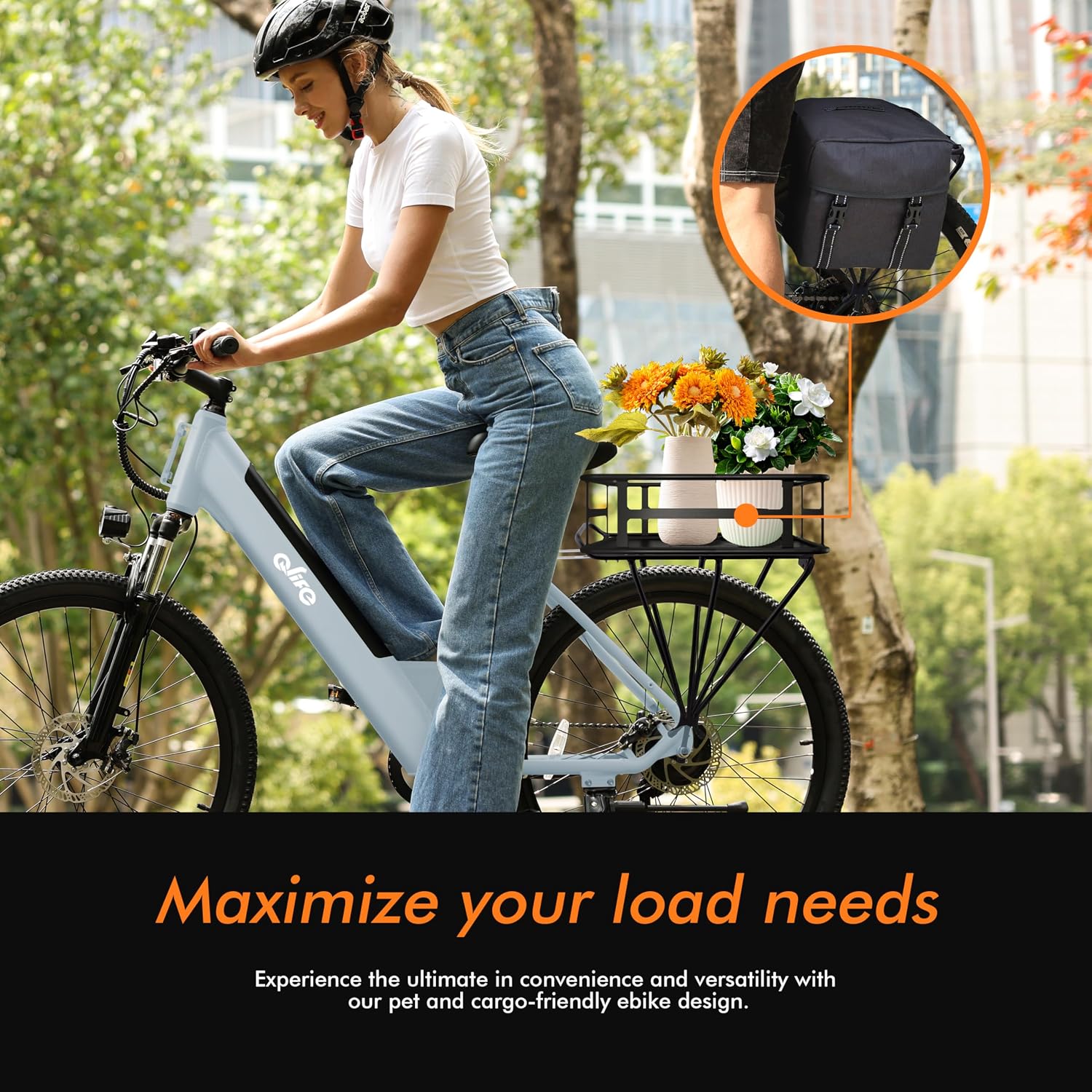 Qlife Cityone Electric Bike for Adults & Teens, Step-Through Commuter Ebike, 1000W Peak Motor, 55-Mile Range, 48V Removable Battery, 26-Inch City Tires, 7-Speed, Up to 20+ MPH