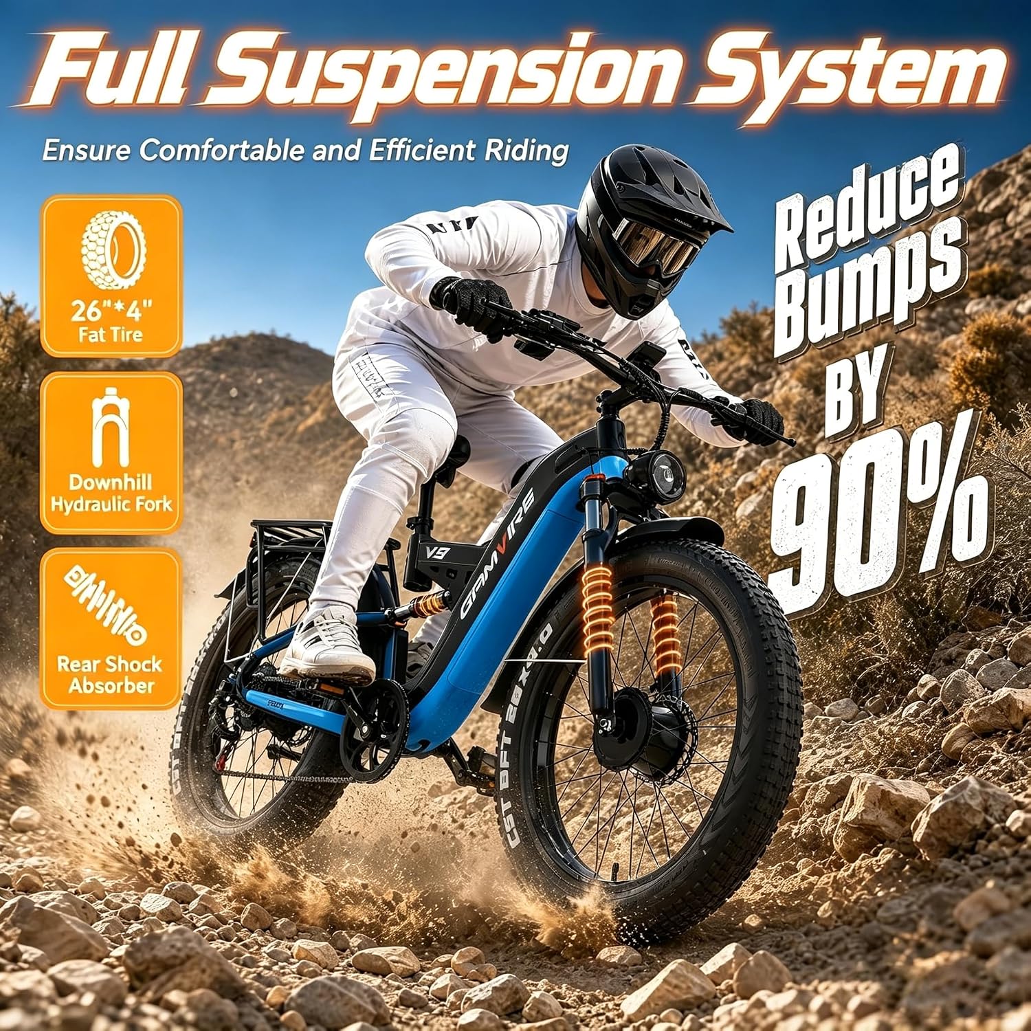 E·Bycco 2026 9000W Peak Dual Motor Electric Bike, 52V 30AH LG Cells, 26" Fat Tire E-Bike for Adults, 50-55MPH Max Speed, 100 Miles Long Range E-Bicycle, Full Suspension & Hydraulic Disc Brakes