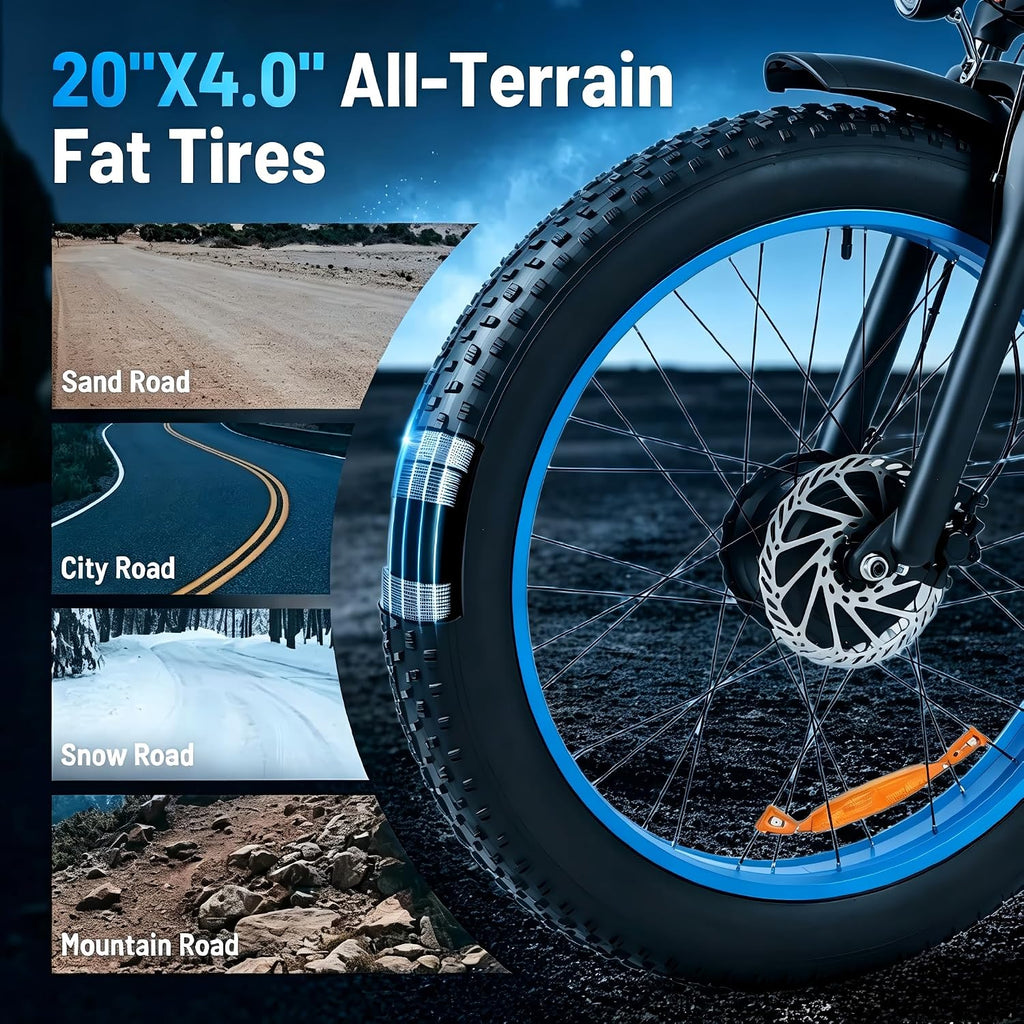 AWD Electric Bike for Adults, 48V 25AH Removable Battery, Peak 4000W Power 26” Fat Tire Ebike, Dual Motor Electric Bicycles, Fast Dual Hydraulic Brakes 7-Speed All Terrain E-Bikes
