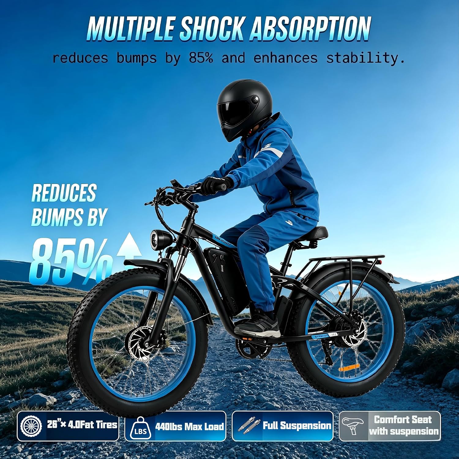 AWD Electric Bike for Adults, 48V 25AH Removable Battery, Peak 4000W Power 26” Fat Tire Ebike, Dual Motor Electric Bicycles, Fast Dual Hydraulic Brakes 7-Speed All Terrain E-Bikes