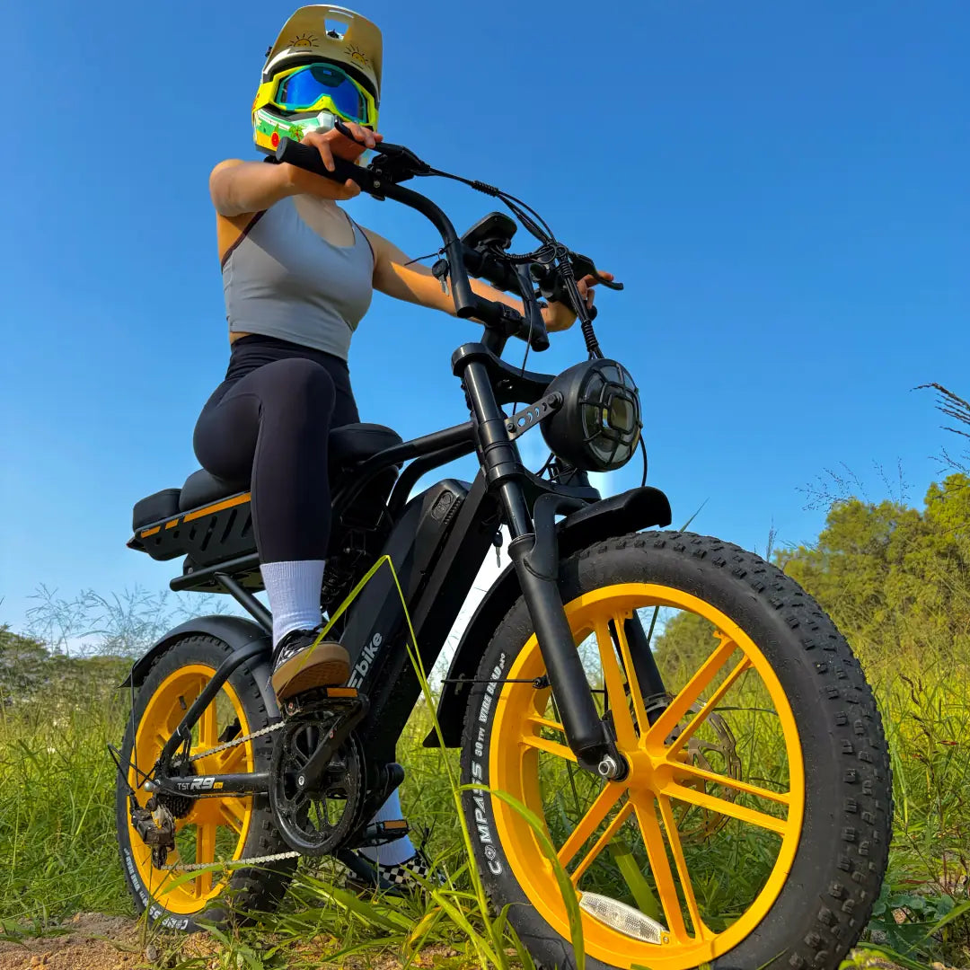 TST® R9 Dual-Battery 1500W Long-Range Full-Suspension Moped Style Electric Bike (2026 Model)